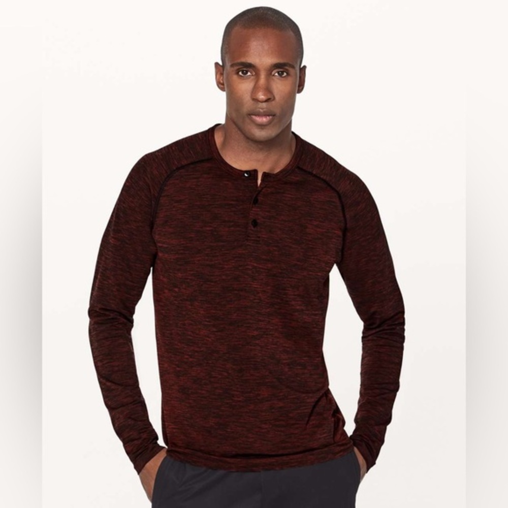 Lululemon Metal Vent Tech Long Sleeve Henley Red Large